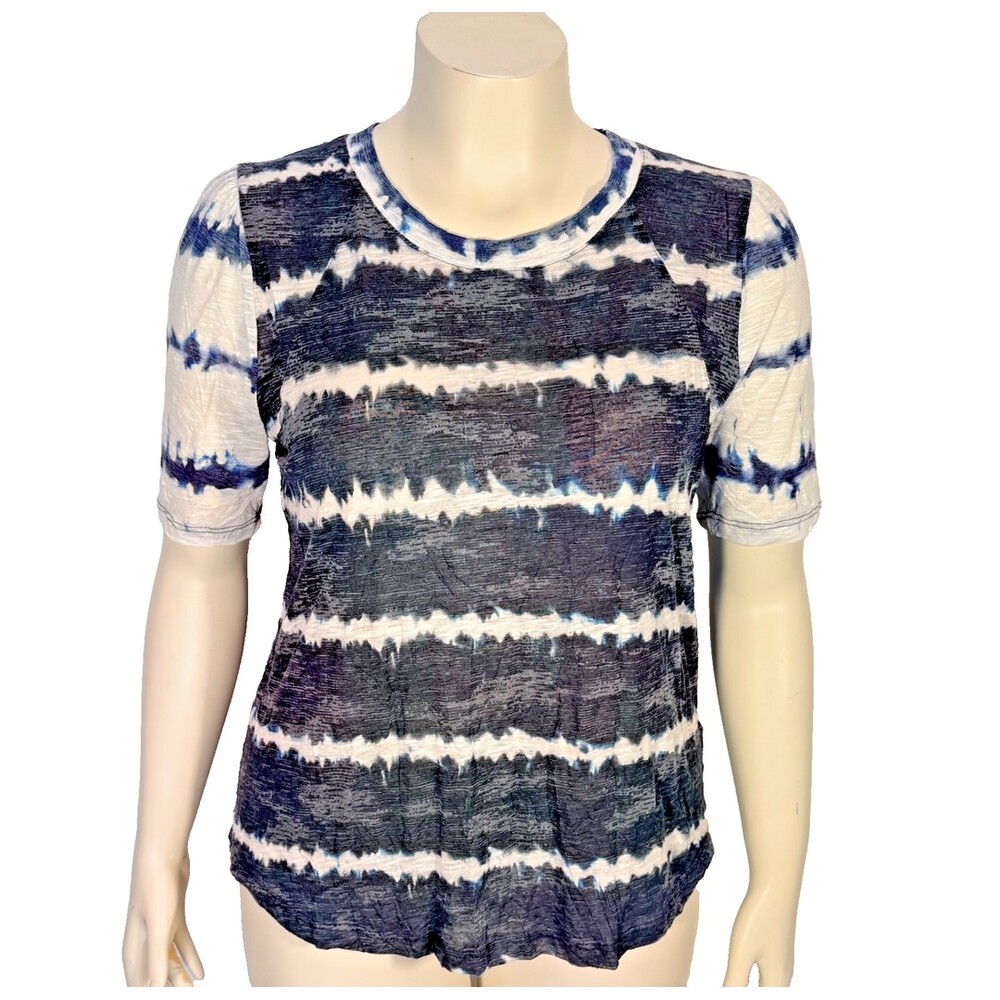 David Cline Tee Shirt Women's Size XL Blue White Tie Dye Crew Neck
